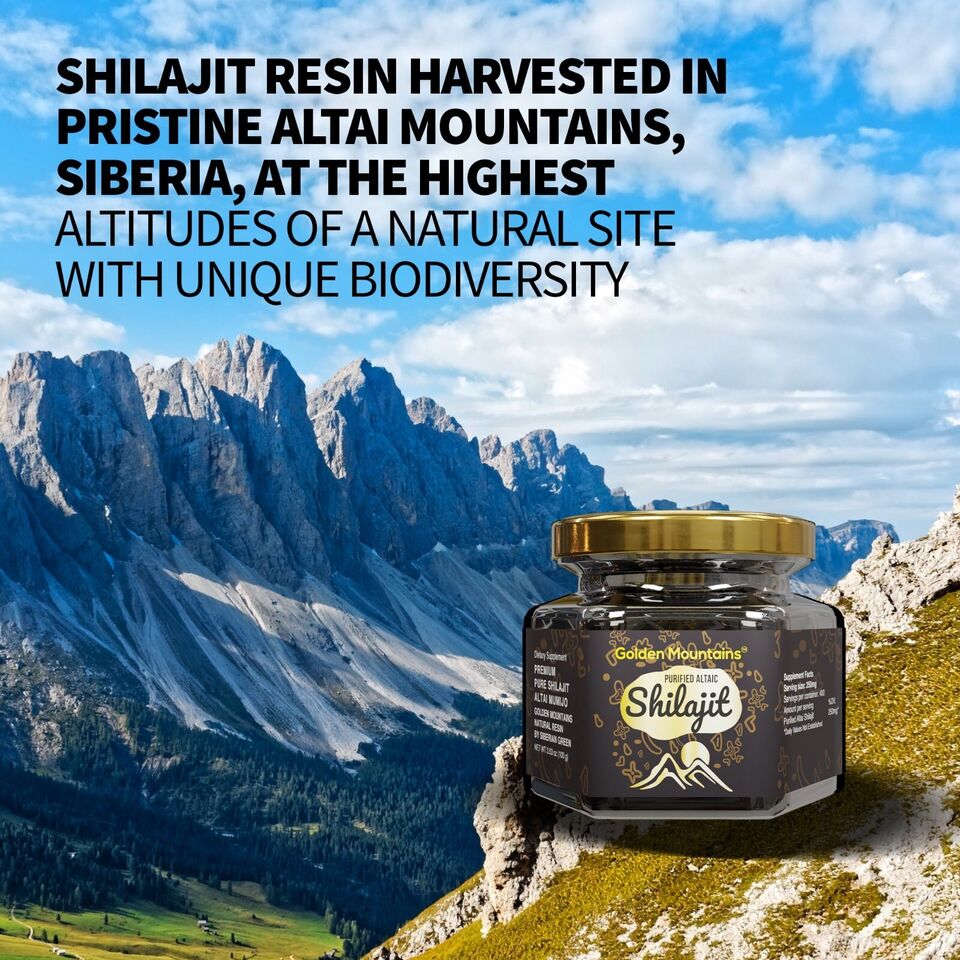 Golden Mountains Shilajit Resin Premium Pure Authentic Siberian Altai 100g 24Hr Smart